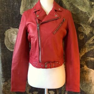 Maje Rouge Bostep Leather Moto Jacket